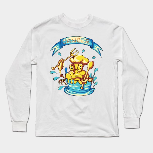 Zodiac cancer cartoon Long Sleeve T-Shirt by XODA